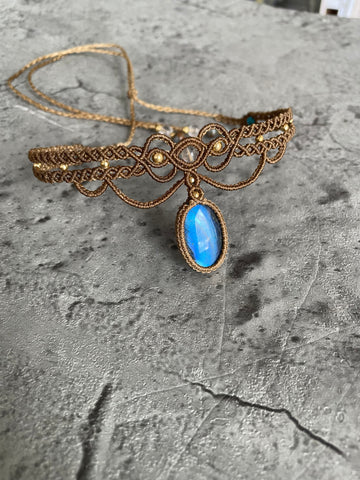 Labradorite Macrame Choker Necklace