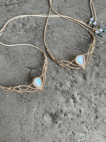 Moonstone Macrame Choker Necklace