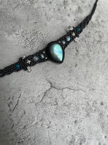 Labradorite Macrame Choker Necklace