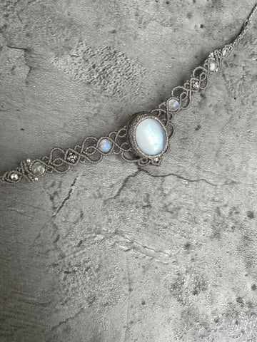 Moonstone Macrame Choker Necklace