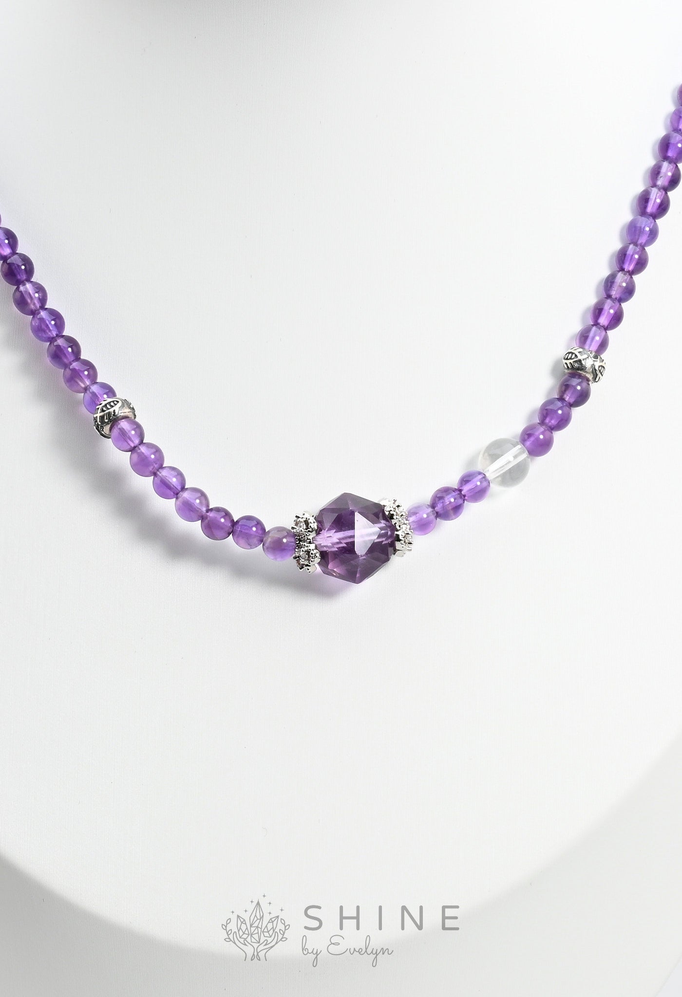 Amethyst Beaded Neklace - Shine by Evelyn - C0962