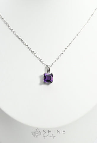 Amethyst Pendant Neklace - Shine by Evelyn - C0958