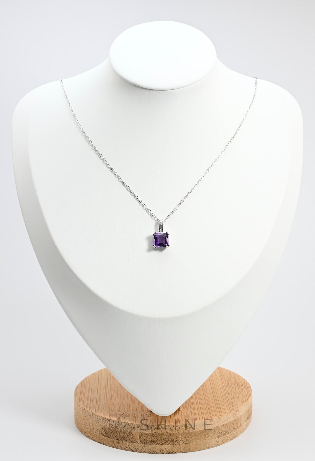 Amethyst Pendant Neklace - Shine by Evelyn - C0958