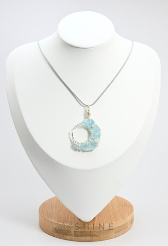 Aquamarine Moon Pendant with Citrine Pebbles - Shine by Evelyn - C0961