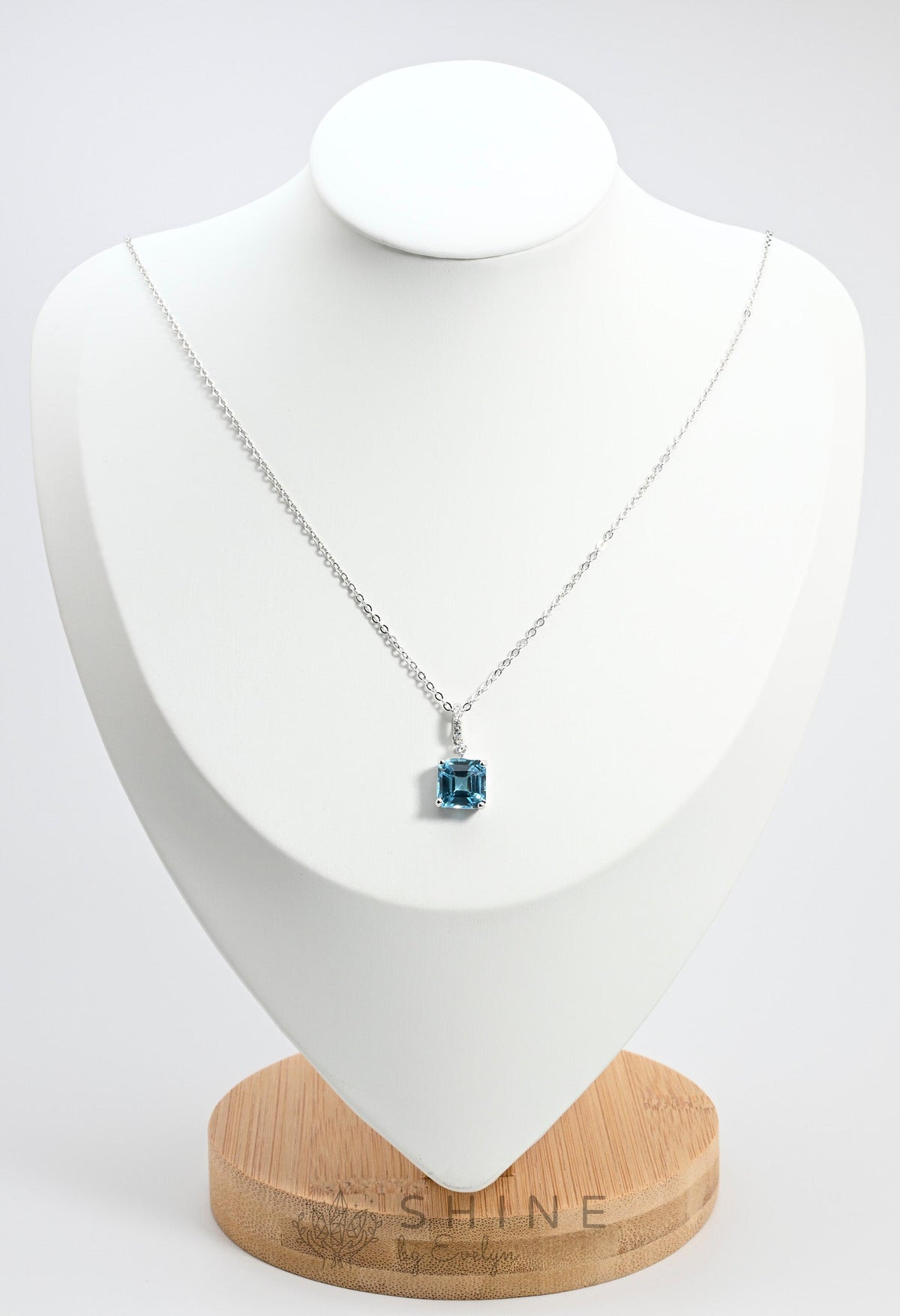 Aquamarine Necklace Pendant - Shine by Evelyn - C0943