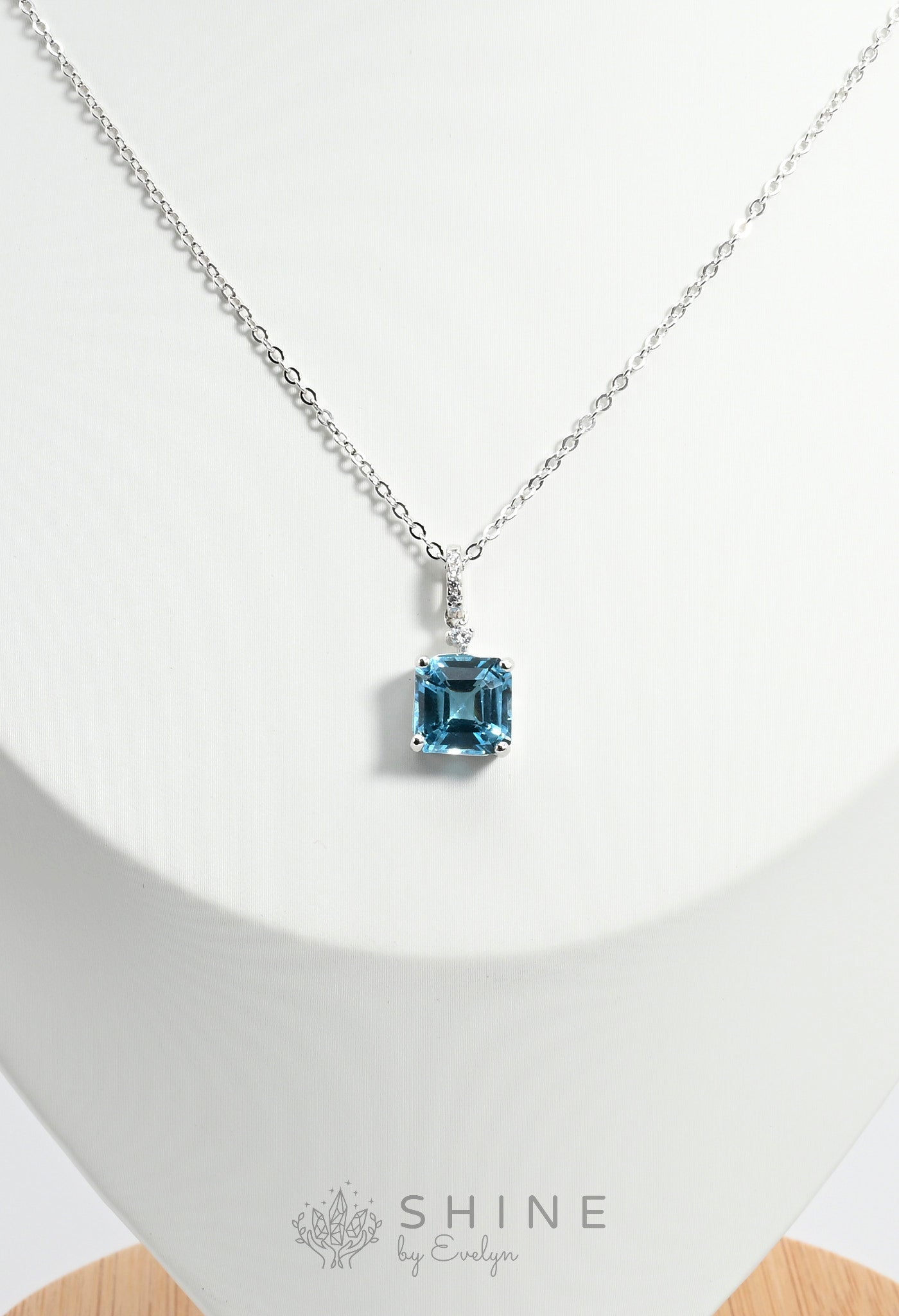 Aquamarine Necklace Pendant - Shine by Evelyn - C0943