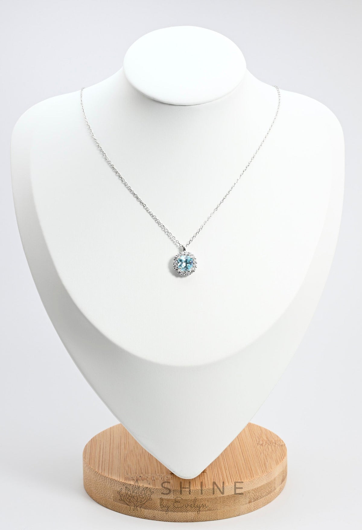 Aquamarine Stirling Silver Pendant - Shine by Evelyn - C1027