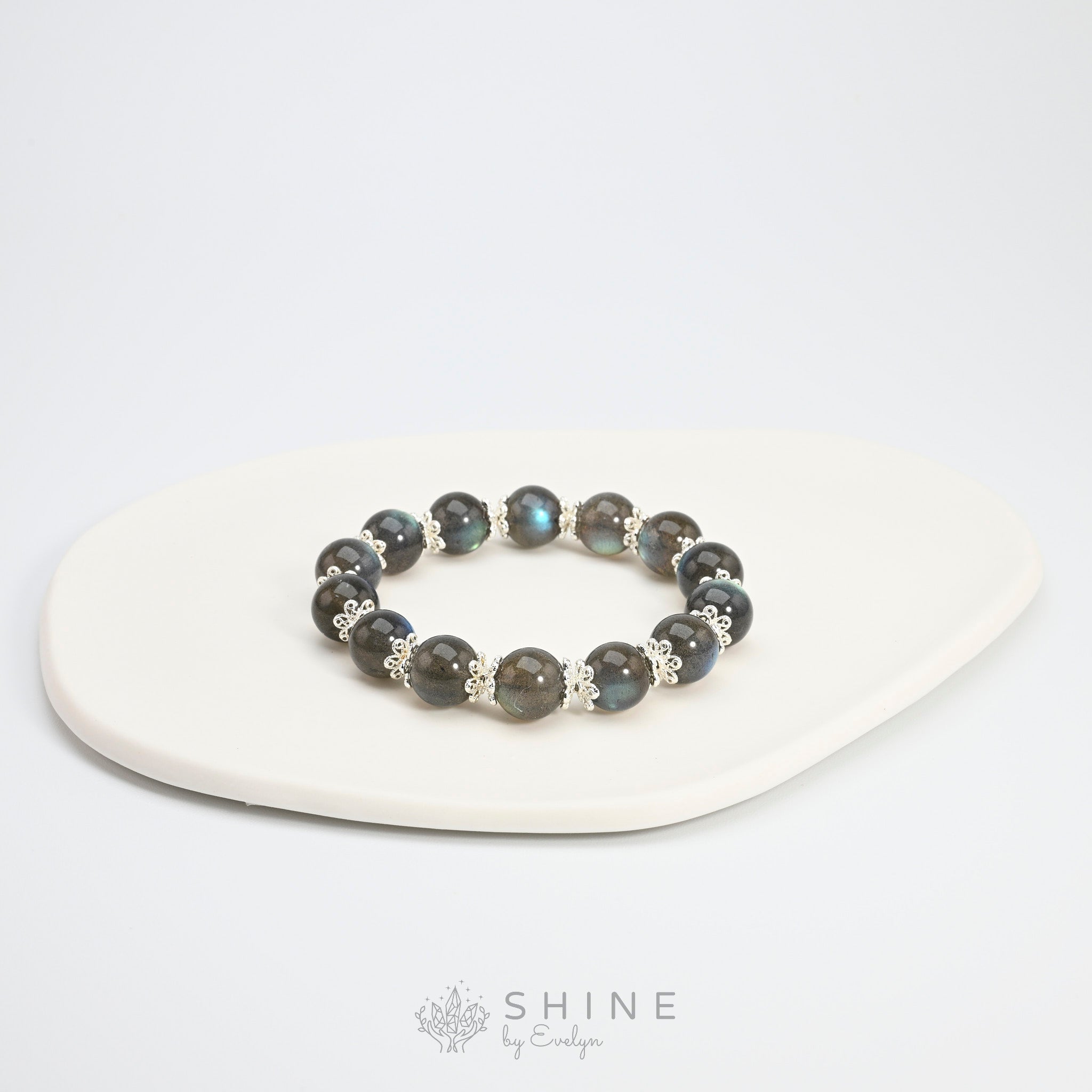 Fancy Spacer Labradorite 10mm Beads Bracelet - Shine by Evelyn - 