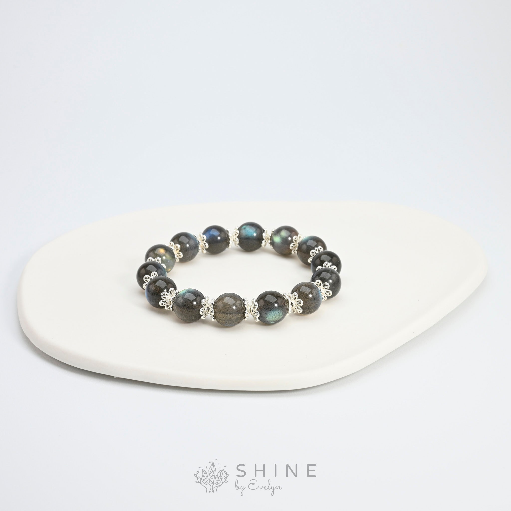 Fancy Spacer Labradorite 10mm Beads Bracelet - Shine by Evelyn - 