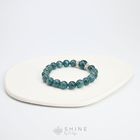 Green Kyanite 9mm Crystal Beads Bracelet - Shine by Evelyn - 