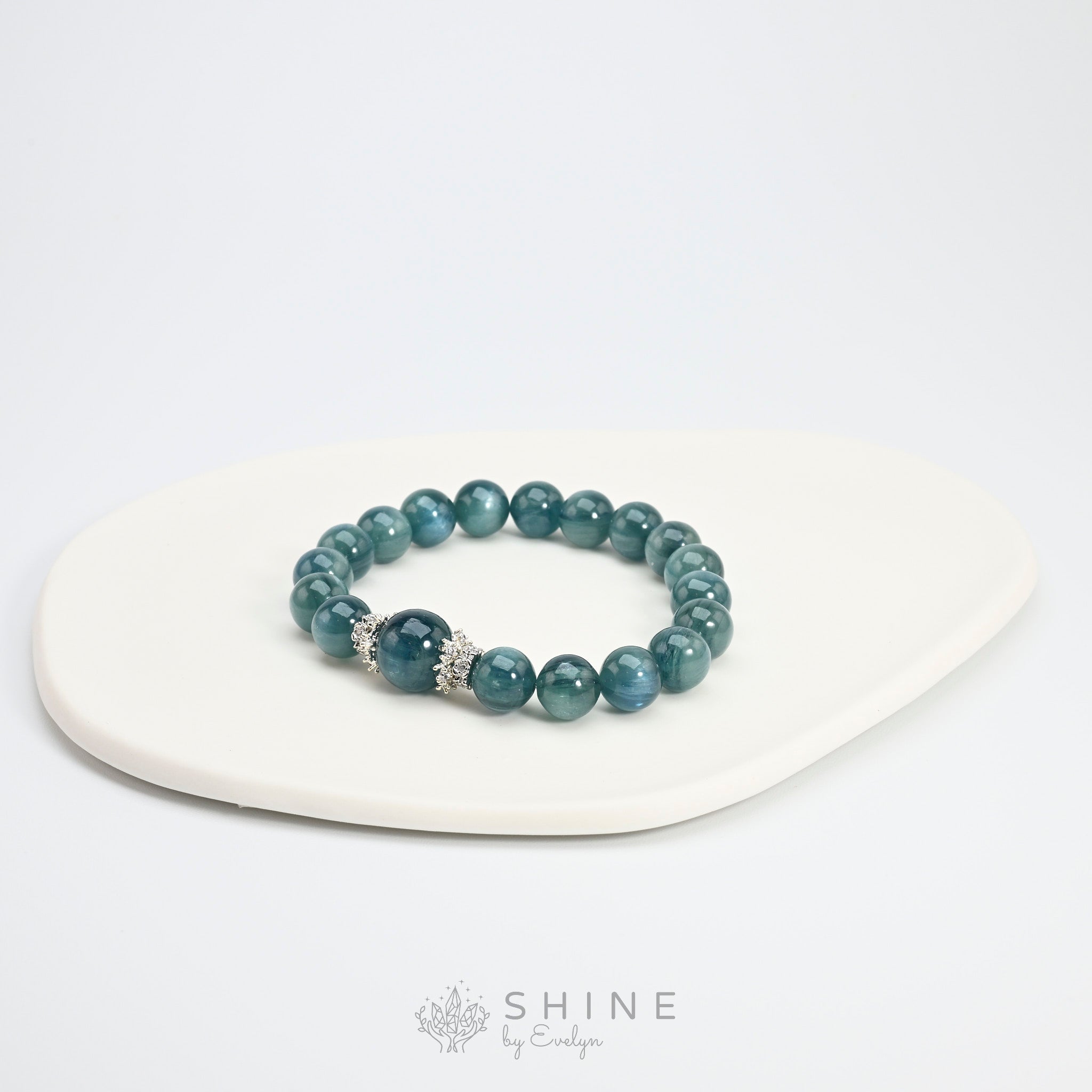 Green Kyanite 9mm Crystal Beads Bracelet - Shine by Evelyn - 