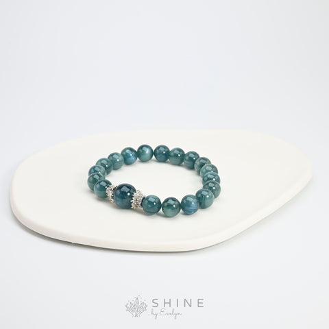 Green Kyanite 9mm Crystal Beads Bracelet - Shine by Evelyn - 