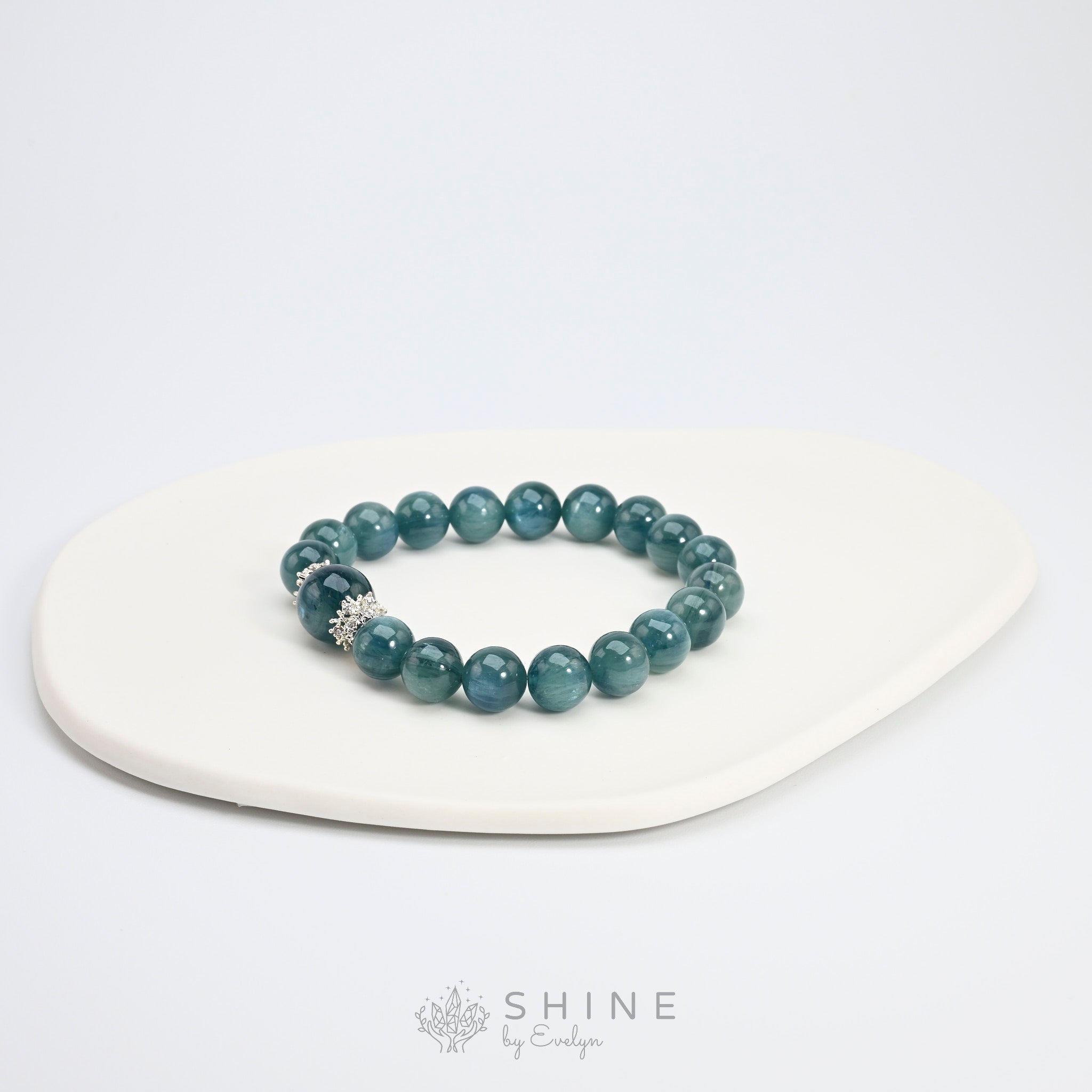 Green Kyanite 9mm Crystal Beads Bracelet - Shine by Evelyn - 