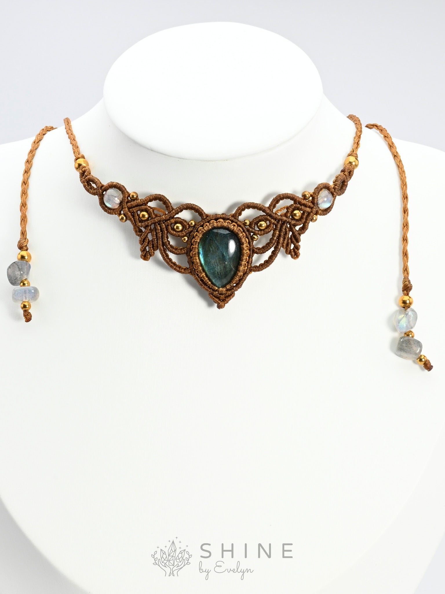 Labradorite Macrame Choker Necklace - Shine by Evelyn - C1547