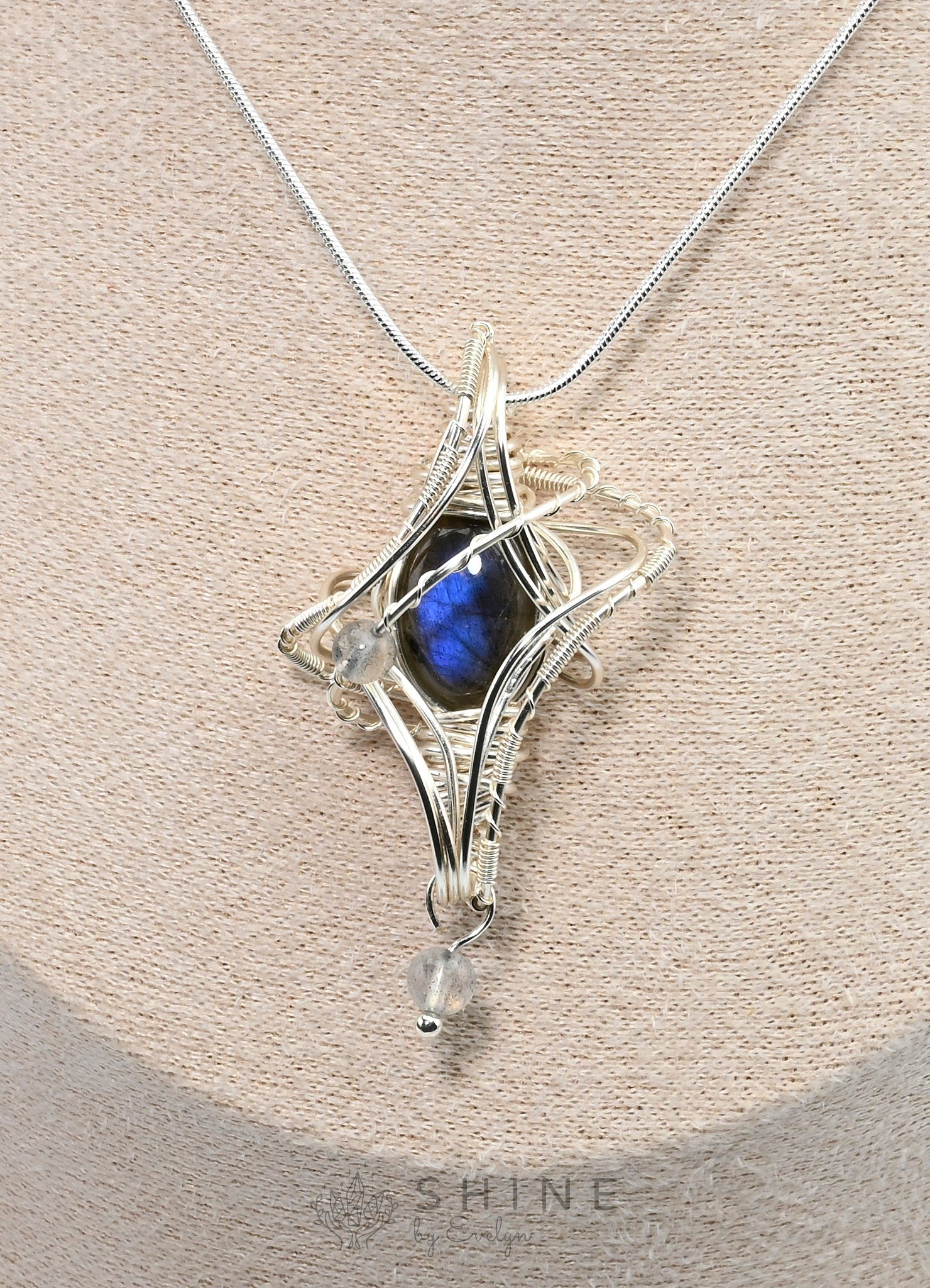 Labradorite Pendant Wrapped In Starburst Pattern - Shine by Evelyn - C1757