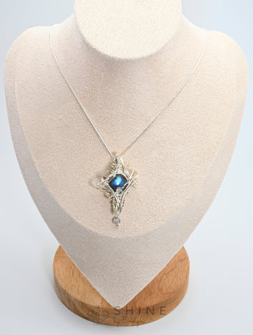 Labradorite Pendant Wrapped In Starburst Pattern - Shine by Evelyn - C1760