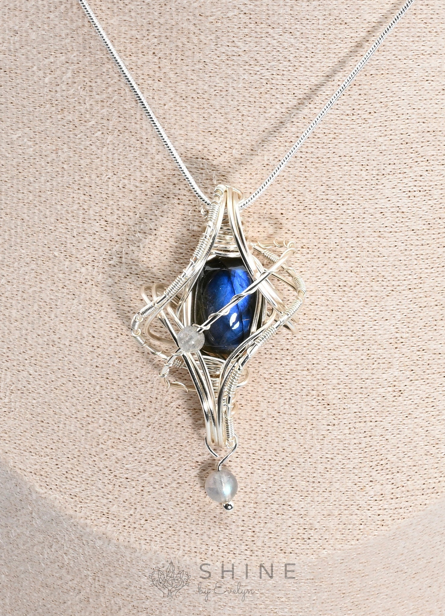 Labradorite Pendant Wrapped In Starburst Pattern - Shine by Evelyn - C1762