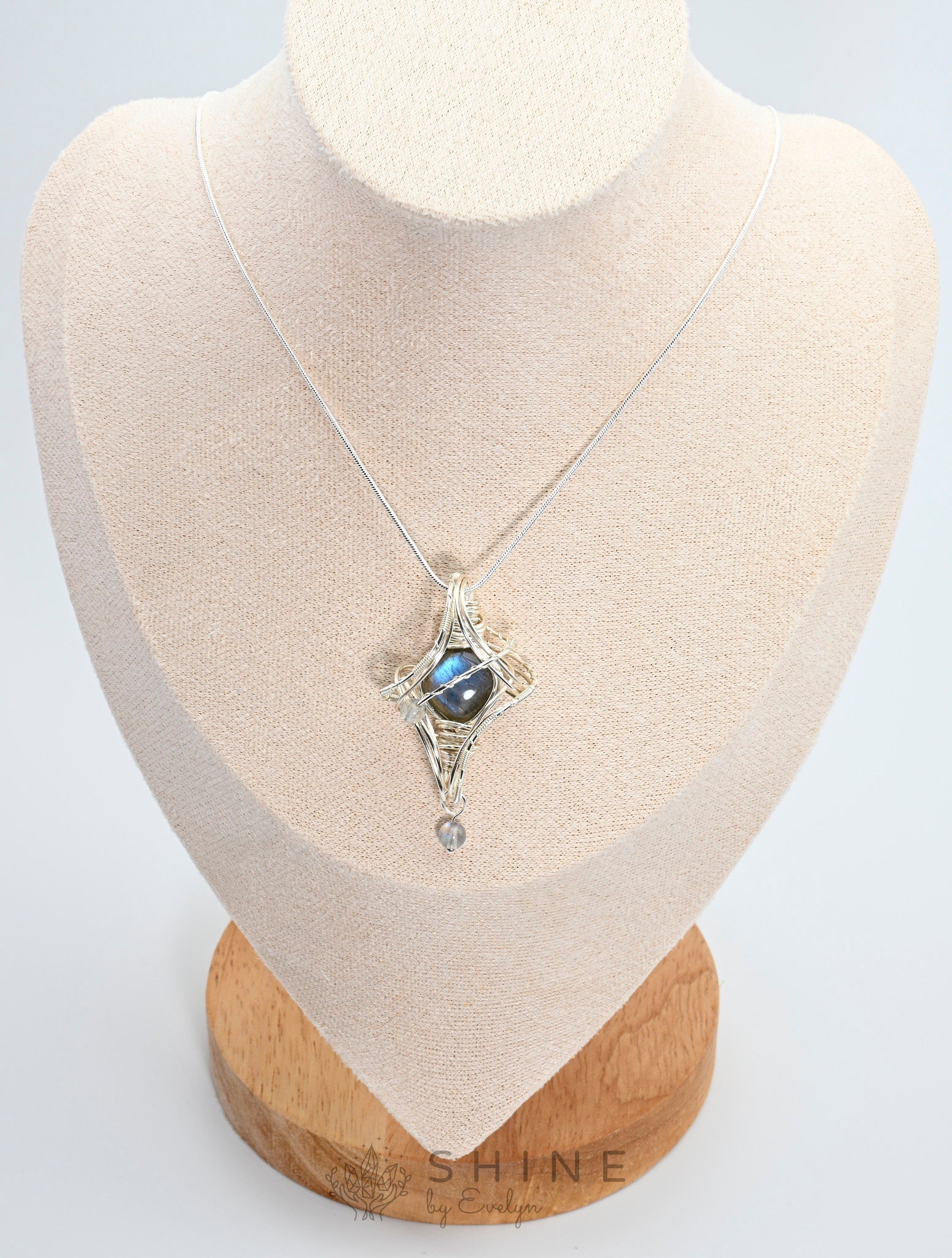 Labradorite Pendant Wrapped In Starburst Pattern - Shine by Evelyn - C1763