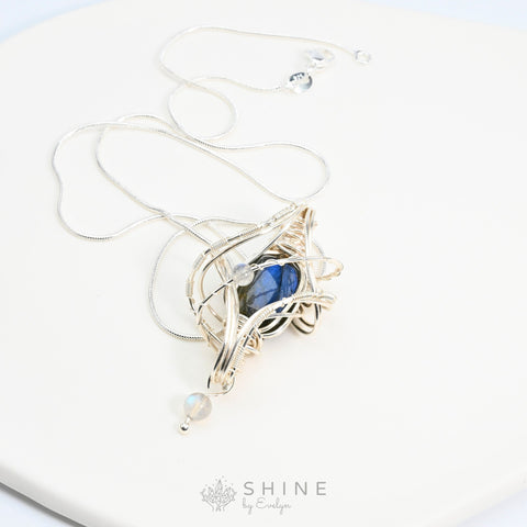 Labradorite Pendant Wrapped In Starburst Pattern - Shine by Evelyn - C1762