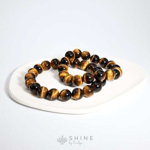 Lightning Tiger's Eye Bracelet - 7A 12MM Beads - Handcrafted - Shine by Evelyn - C0695