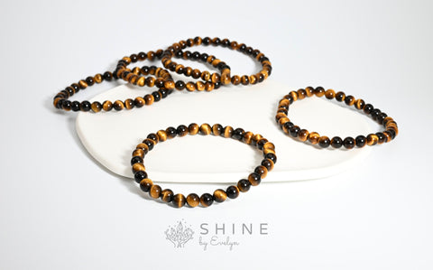 Lightning Tiger's Eye Bracelet - 7A 6MM Beads - Handcrafted - Shine by Evelyn - C0672