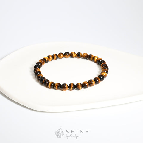 Lightning Tiger's Eye Bracelet - 7A 6MM Beads - Handcrafted - Shine by Evelyn - C0672