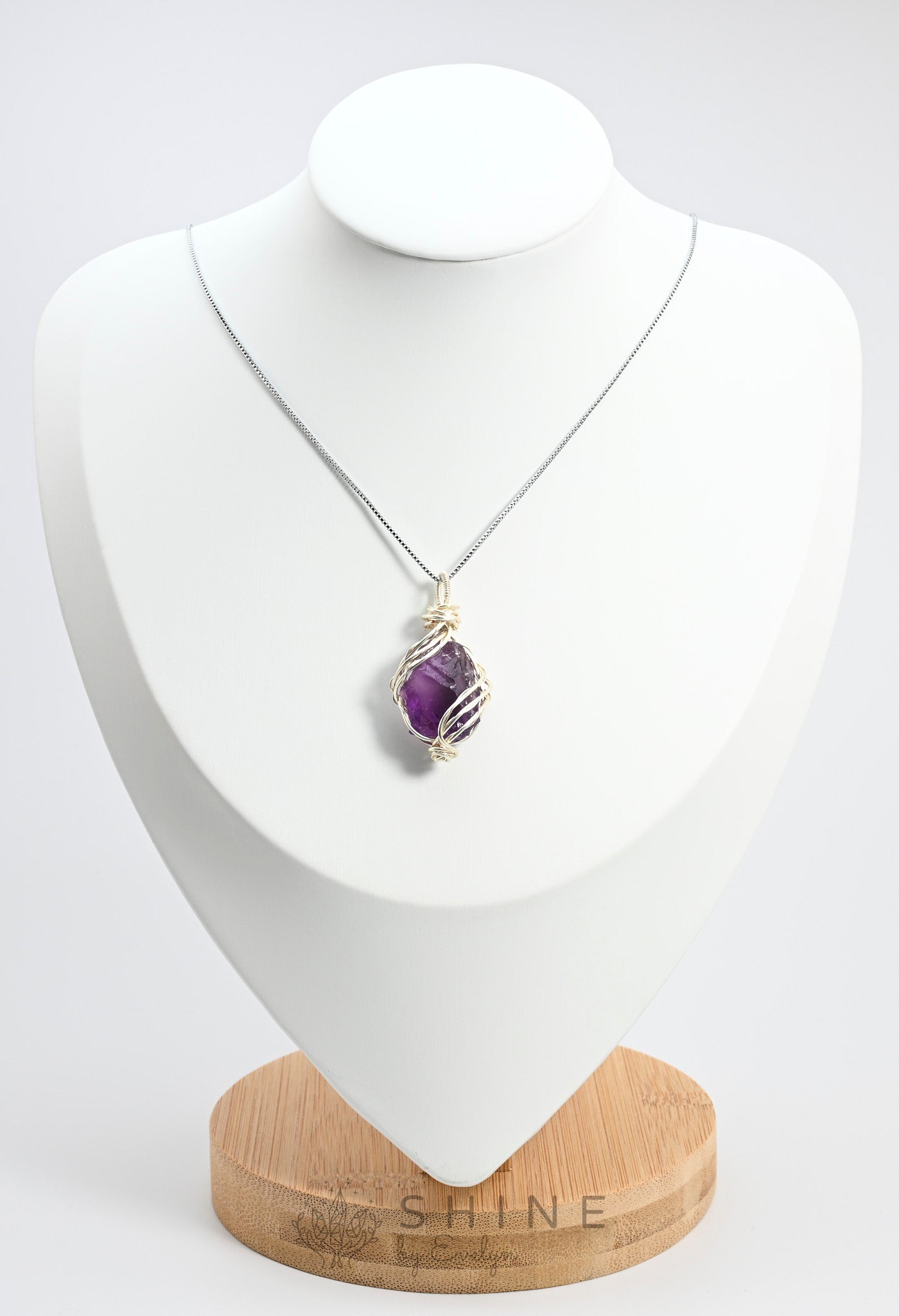 Raw Amethyst Crystal Pendant Necklace - Shine by Evelyn - C1011