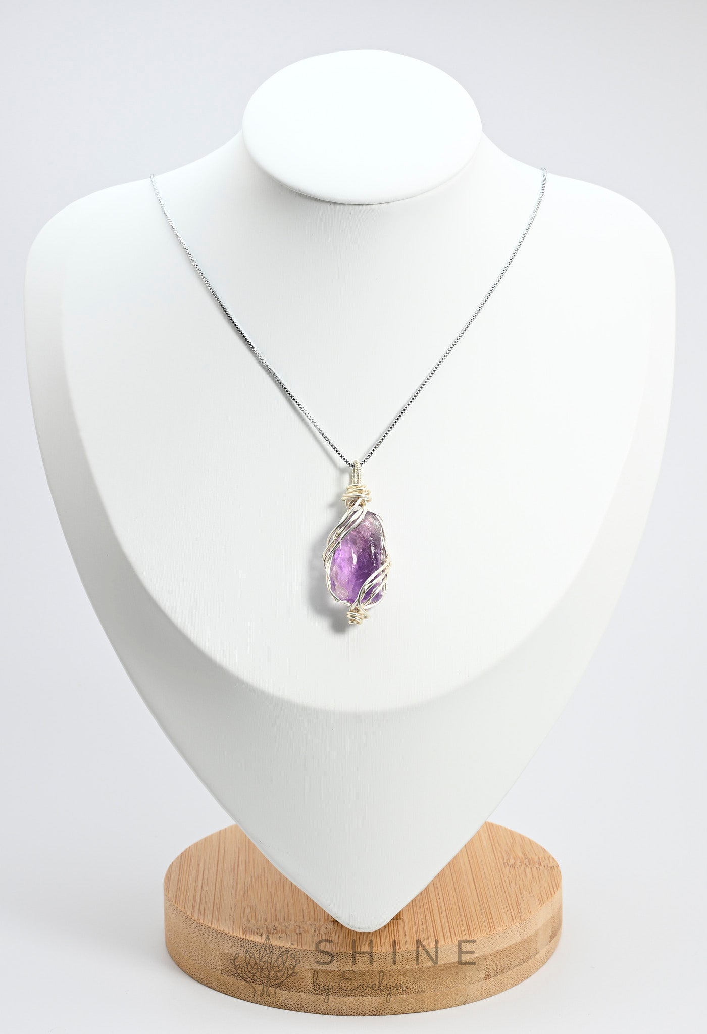 Raw Amethyst Crystal Pendant Necklace - Shine by Evelyn - C0996