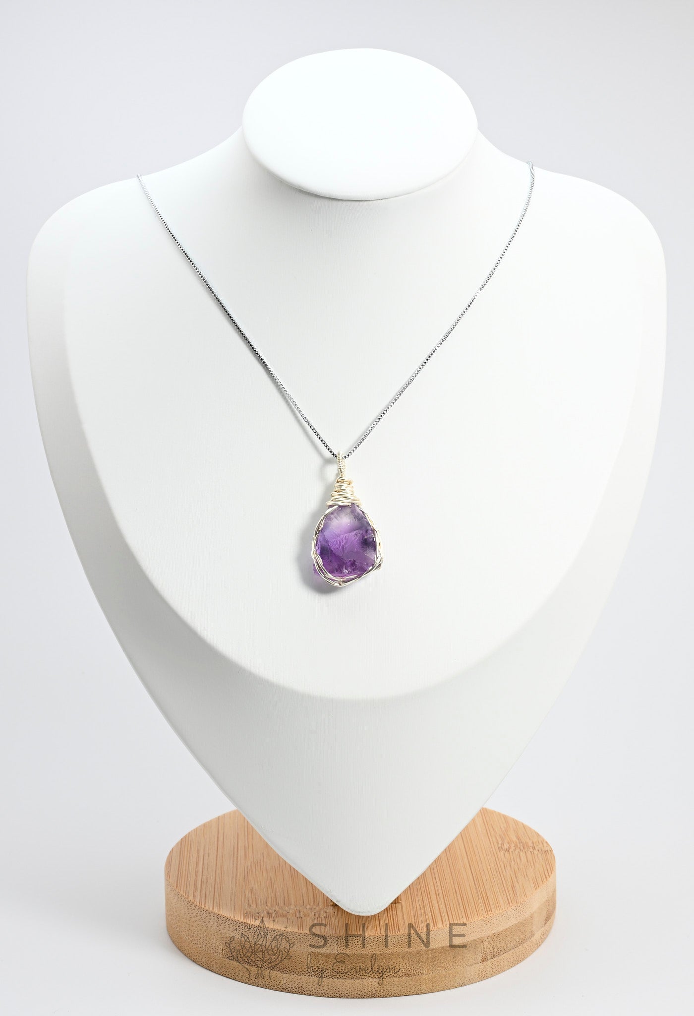 Raw Amethyst Crystal Pendant Necklace - Shine by Evelyn - C1000