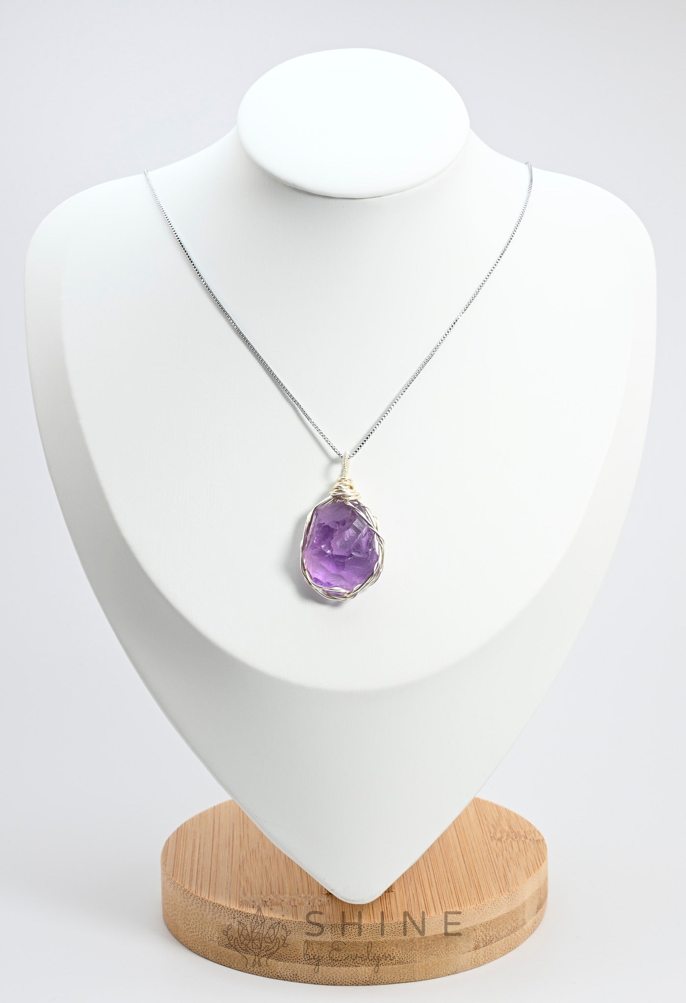 Raw Amethyst Crystal Pendant Necklace - Shine by Evelyn - C1004