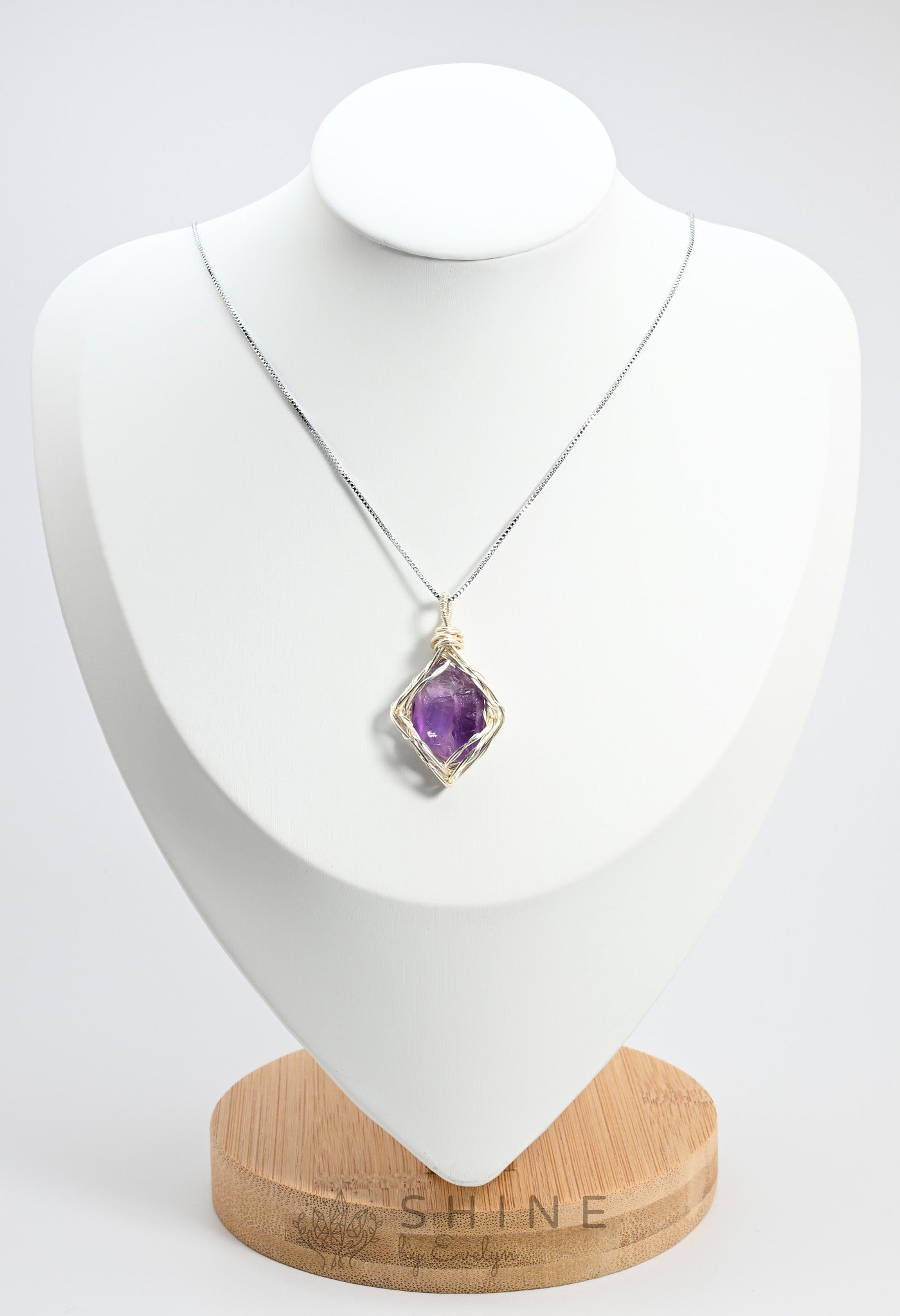 Raw Amethyst Crystal Pendant Necklace - Shine by Evelyn - C1006