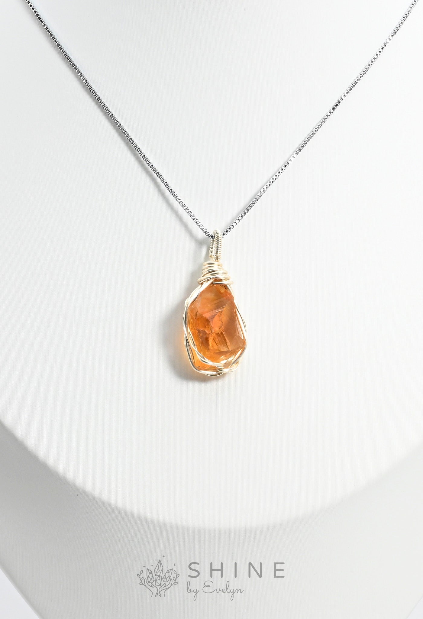 Raw Citrine Crystal Pendant Necklace - Shine by Evelyn - C1024