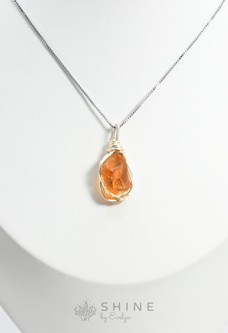 Raw Citrine Crystal Pendant Necklace - Shine by Evelyn - C1024