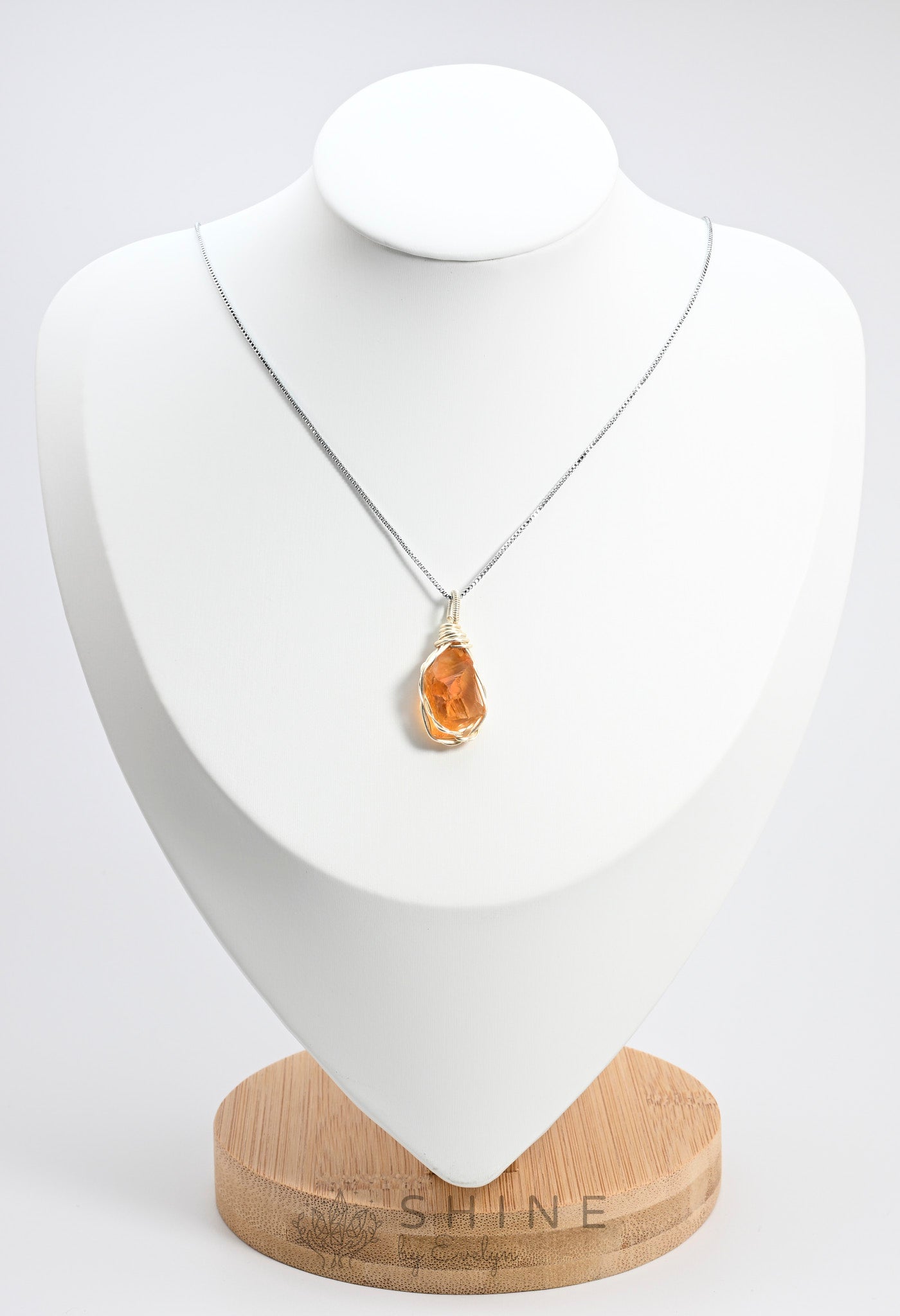 Raw Citrine Crystal Pendant Necklace - Shine by Evelyn - C1024