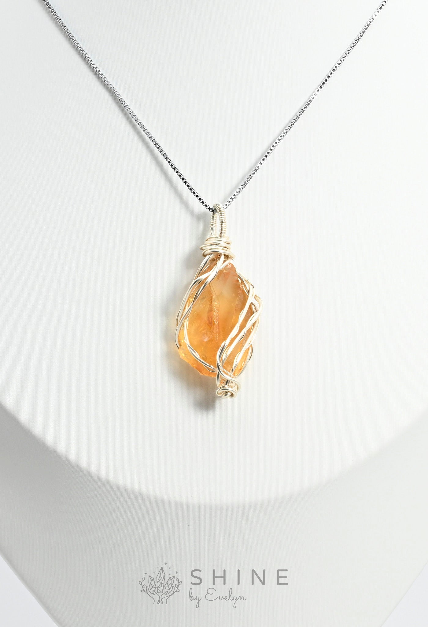 Raw Citrine Crystal Pendant Necklace - Shine by Evelyn - C1026