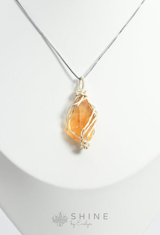 Raw Citrine Crystal Pendant Necklace - Shine by Evelyn - C1026