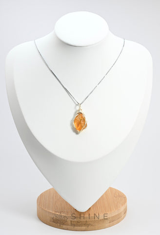 Raw Citrine Crystal Pendant Necklace - Shine by Evelyn - C1023