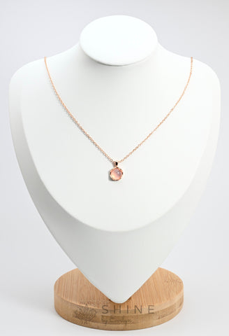 Rose Quartz Rose Gold Pendant - Shine by Evelyn - C0951