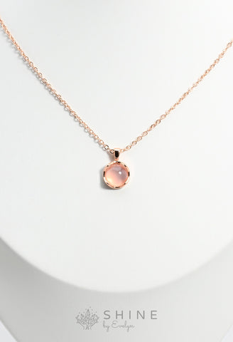 Rose Quartz Rose Gold Pendant - Shine by Evelyn - C0951