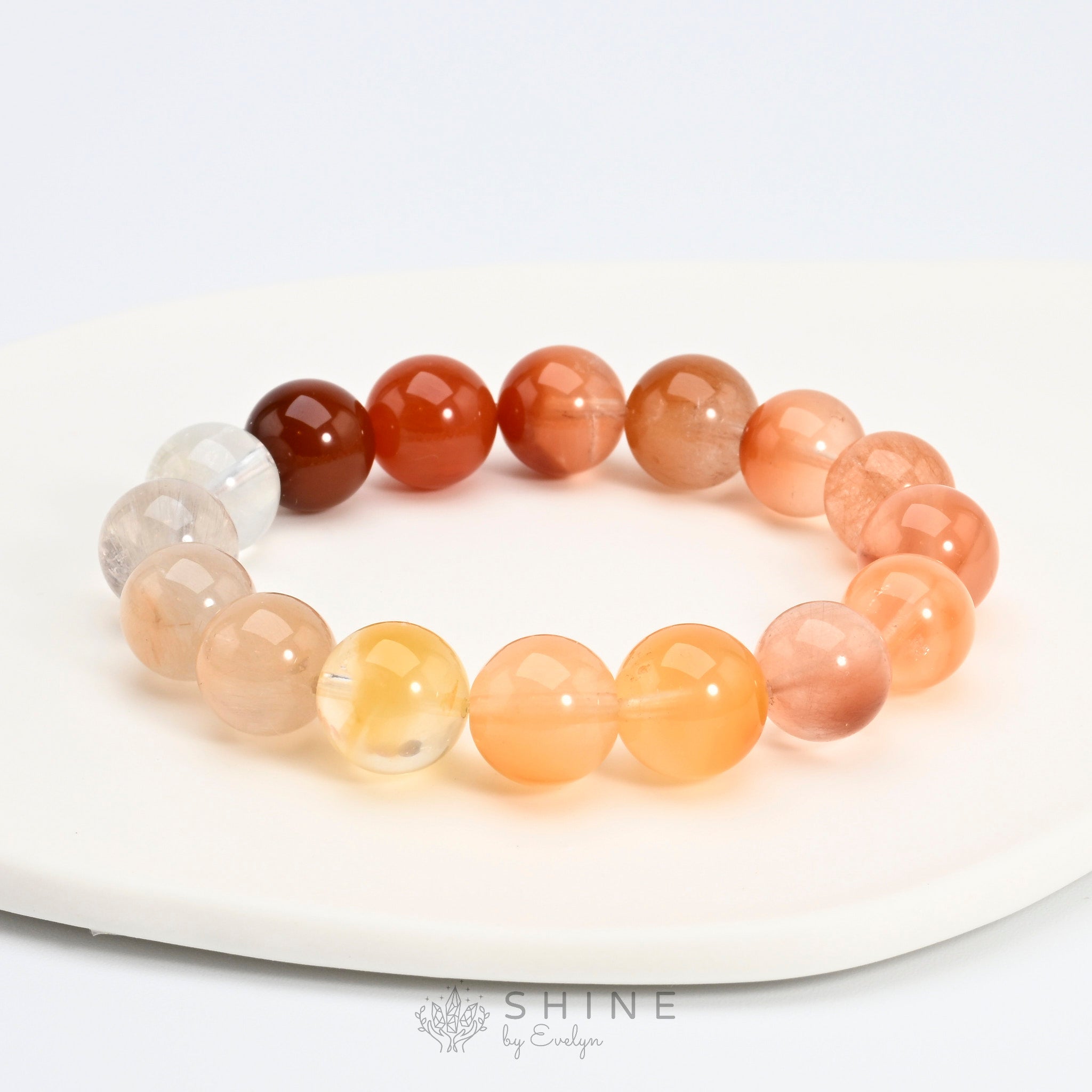 Rutilated Quartz 12mm Crystal Beads Bracelet - Shine by Evelyn - 