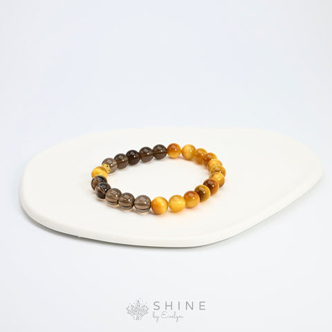 Smokey Quartz With Golden Tiger's Eye 8mm Bead Bracelet - Shine by Evelyn - 